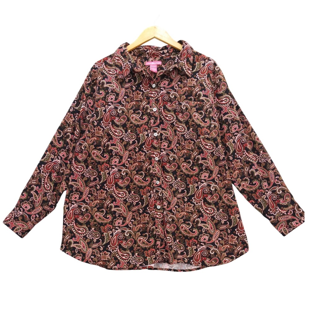 Woman Within Paisley Print Button Down Shirt Long Sleeve Size 1X